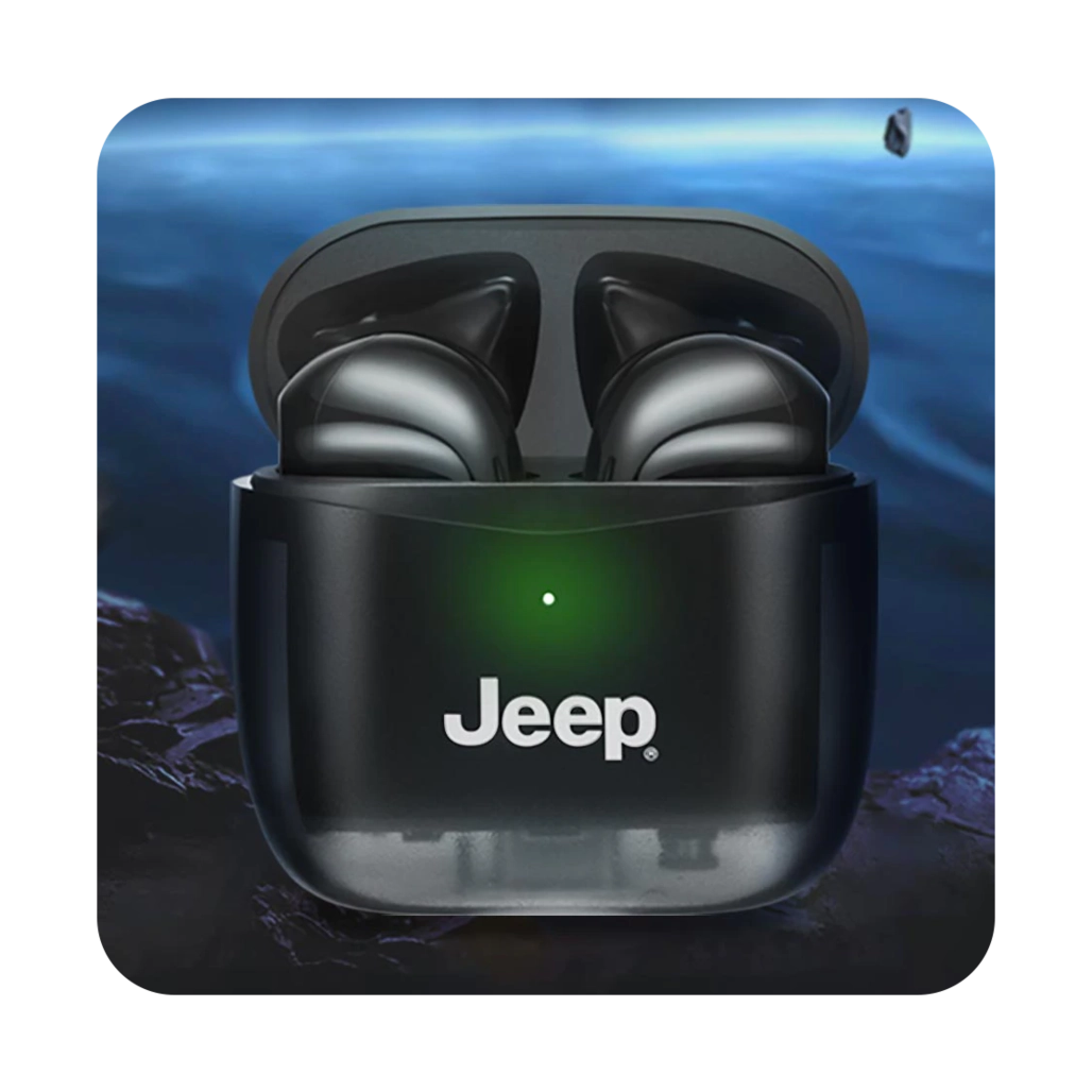 هندزفری بلوتوثی شیائومی مدل Jeep Pods عکس روی جعبه
