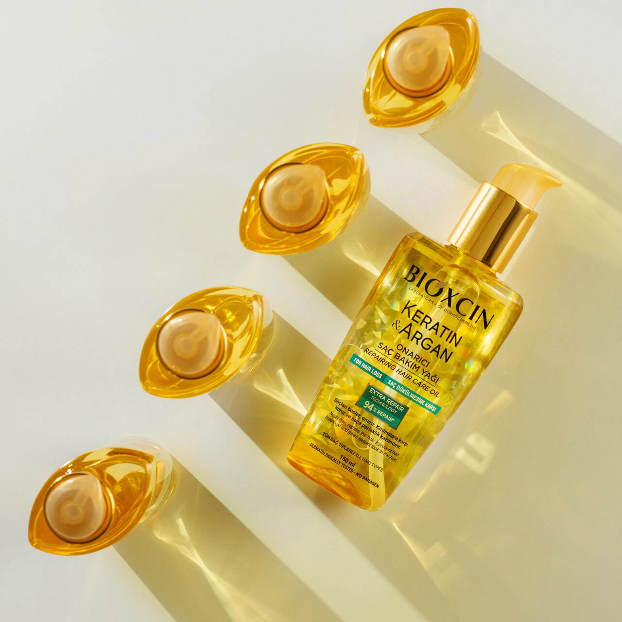  روغن آرگان تقویت کننده مو بیوکسین مدل Keratin مناسب برای انواع مو حجم 150 میلی‌لیتر 