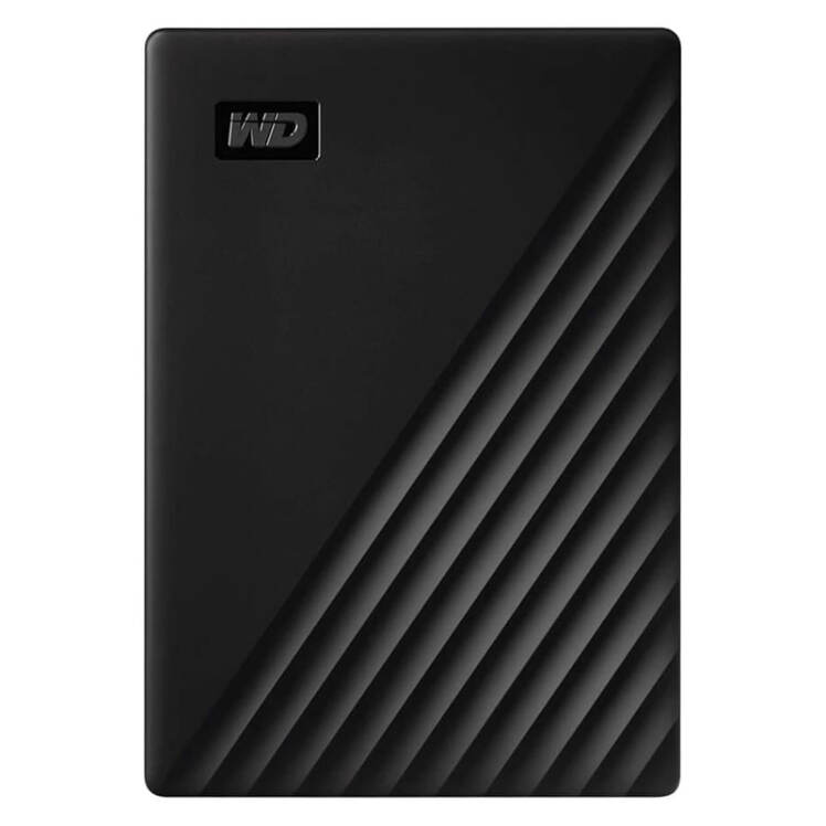 هارد اکسترنال قابل حمل ۲ ترابایت وسترن دیجیتال مدل My Passport با استاندارد USB 3.1 Gen1 نمای روبرو رنگ مشکی