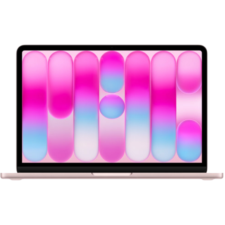 مک بوک نئو 13 اینچ A18 Pro 8GB 256GB مدل 2026 رنگ صورتی - نمای روبرو با نمایشگر