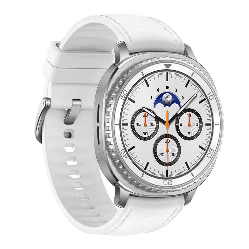 ساعت سامسونگ Galaxy Watch8 Classic سفید با بند سفید و صفحه کلاسیک