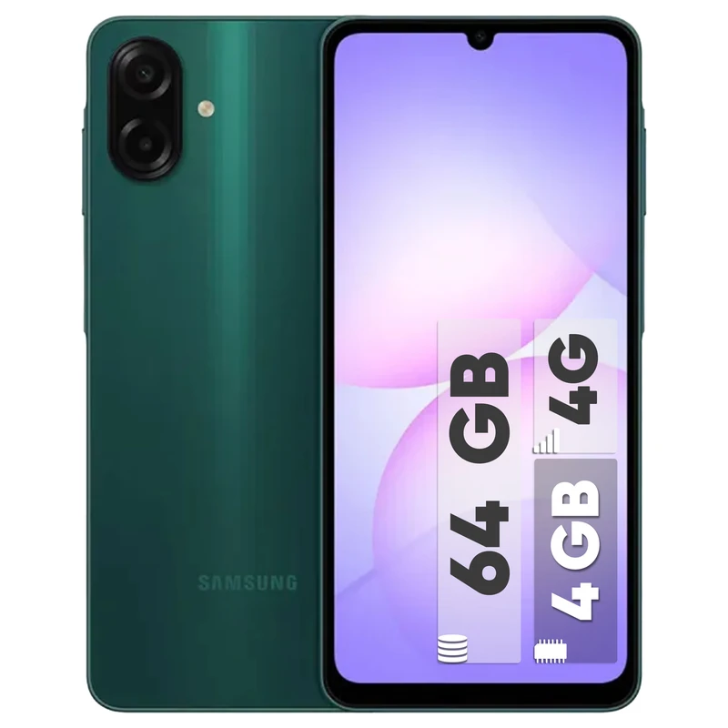 گوشی سامسونگ Galaxy A07 ظرفیت 64 گیگابایت رم 4 گیگابایت رنگ سبز - نمای جلو و پشت