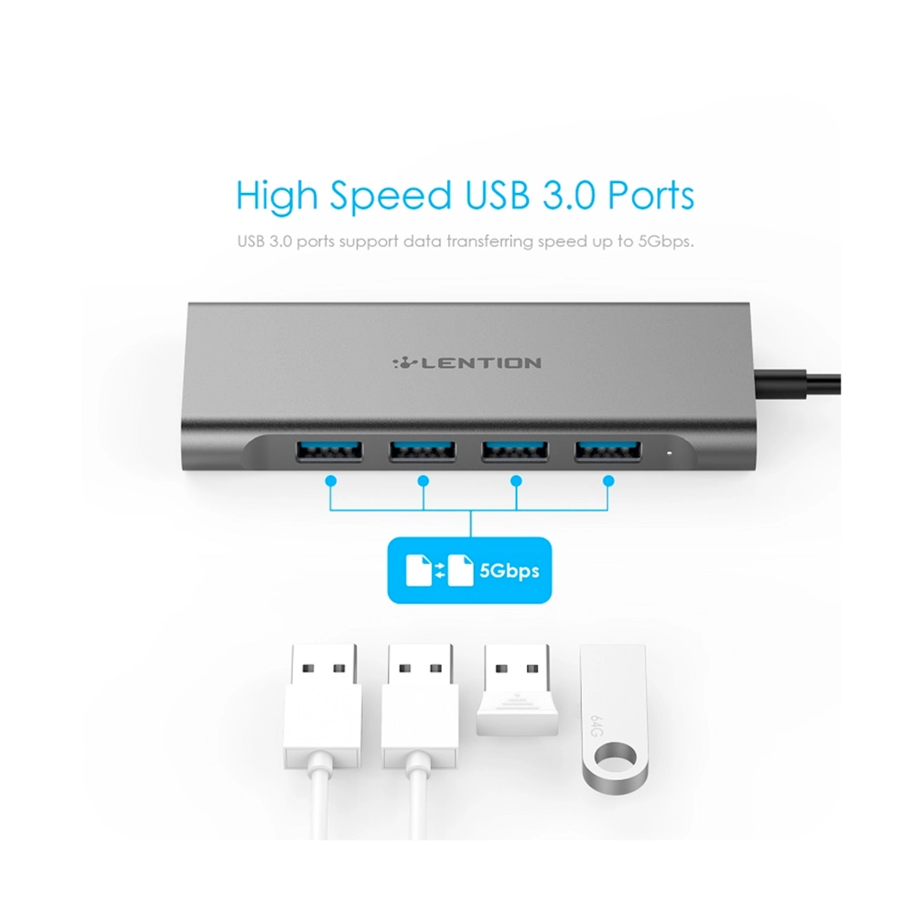  هاب شش پورت USB-C لنشن مدل C35-1m پورت های مختلف 