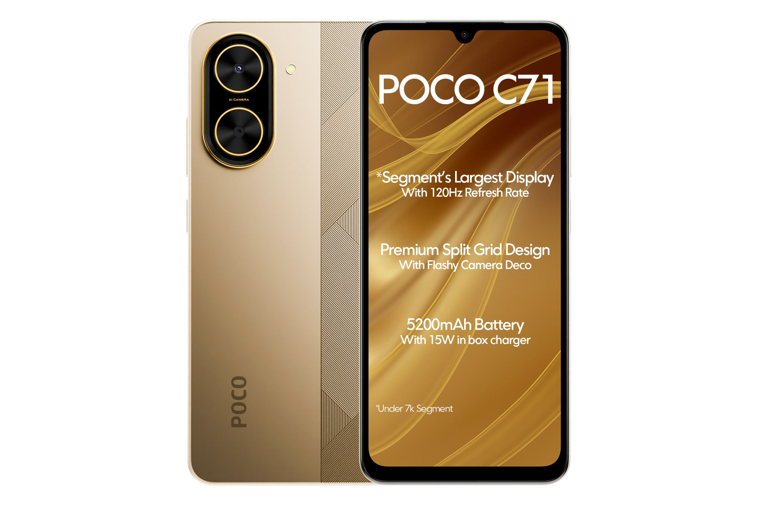 گوشی موبایل شیائومی مدل Poco C71 دو سیم کارت ظرفیت 128 گیگابایت و رم 4 گیگابایت رنگ طلایی