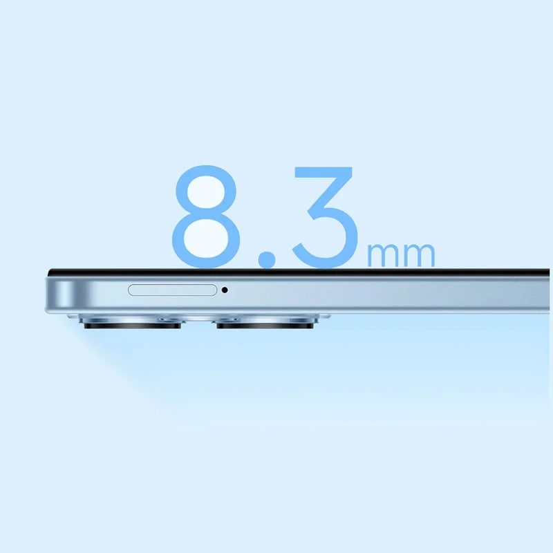 گوشی موبایل شیائومی مدل Redmi 13x دو سیم کارت ظرفیت 256 گیگابایت و رم 8 گیگابایت رنگ آبی نمای کناری گوشی