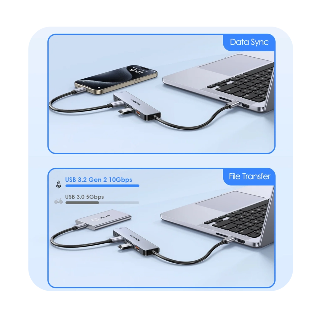 هاب شش پورت USB-C لنشن مدل CE37 کنار لپ تاب