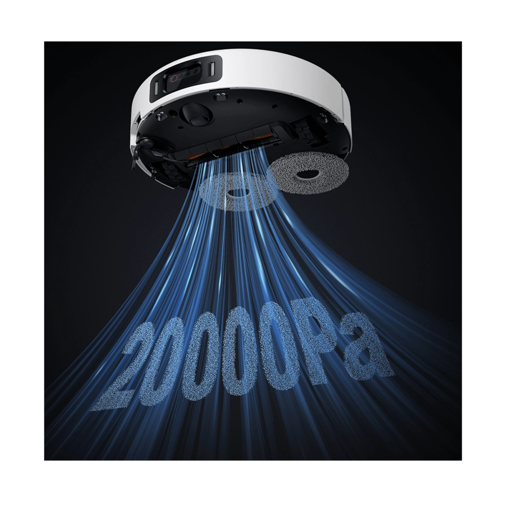  جارو رباتیک شیائومی Vacuum 5 Pro با مکش 20000 پاسکال - نمای سیستم مکش زیر دستگاه 
