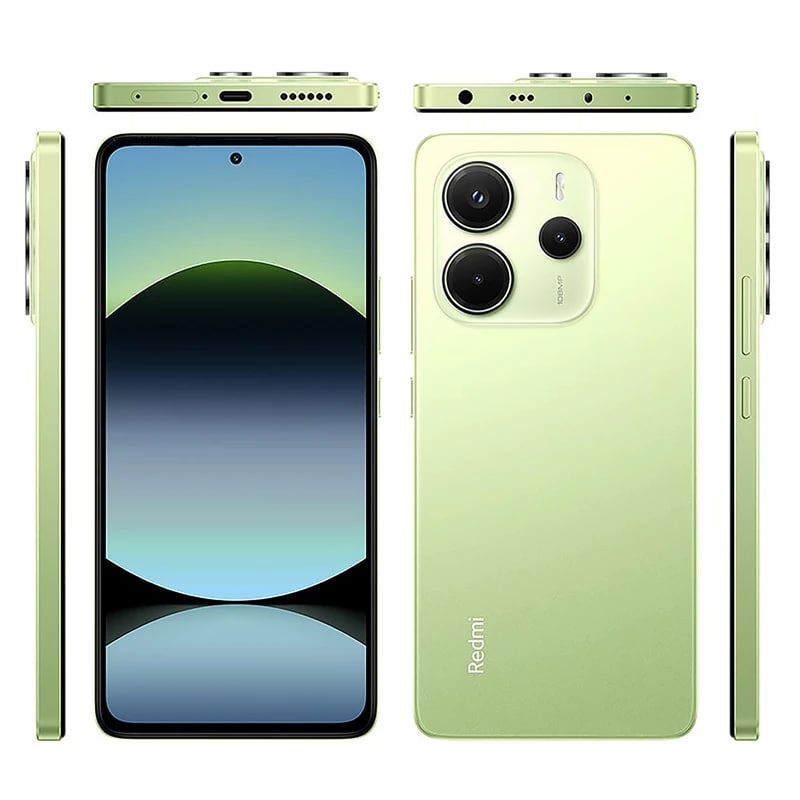 گوشی موبایل شیائومی مدل Redmi Note 14 4G دو سیم کارت ظرفیت 256 گیگابایت و رم 8 گیگابایت رنگ سبز نمای پشت و روی گوشی