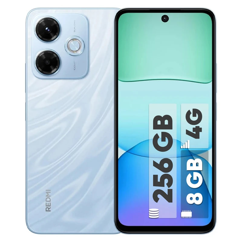 گوشی موبایل شیائومی مدل Redmi 13x دو سیم کارت ظرفیت 256 گیگابایت و رم 8 گیگابایت رنگ آبی نمای پشت وروی گوشی