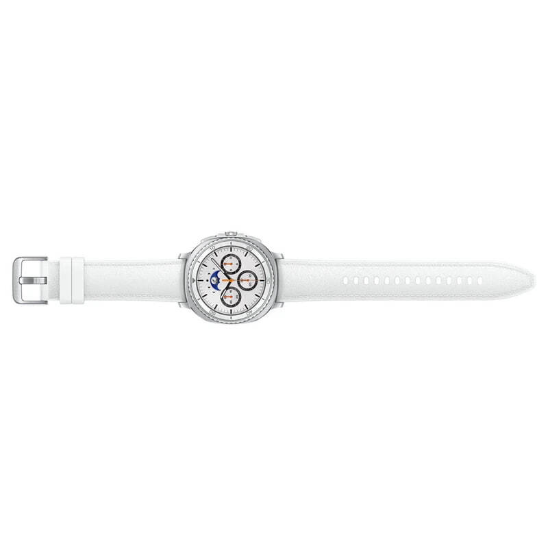 نمای کامل ساعت Galaxy Watch8 Classic سفید با بند باز کپی همه Altها به ترتیب جدید