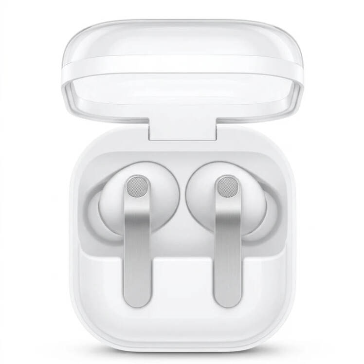 هدفون سامسونگ Galaxy Buds 4 Pro سفید داخل کیس شارژ شفاف