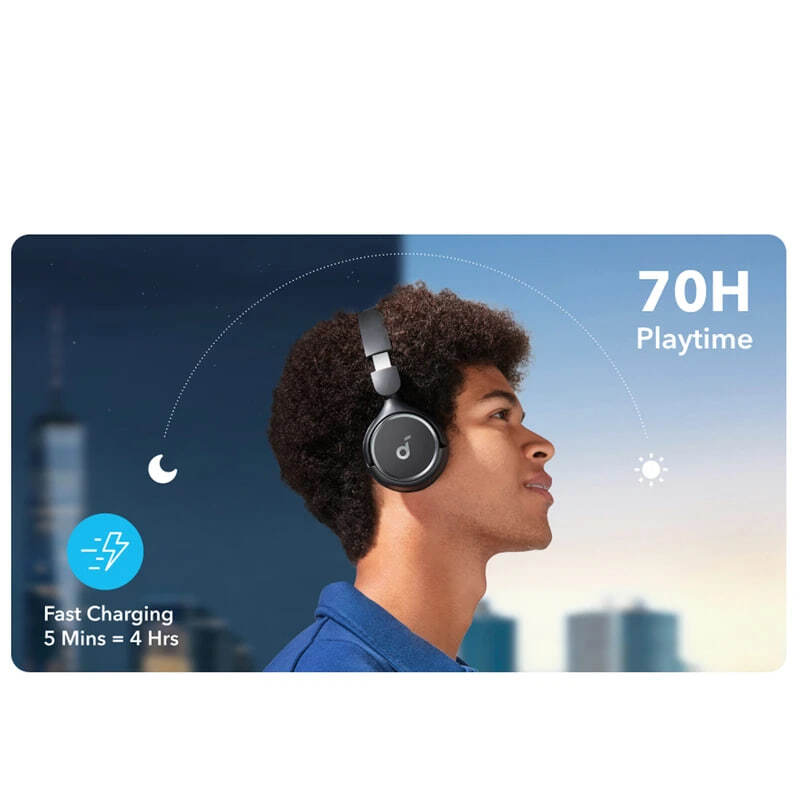 هدفون بلوتوثی انکر مدل Soundcore H30i عکس کاربر مرد درحال استفاده رنگ مشکی