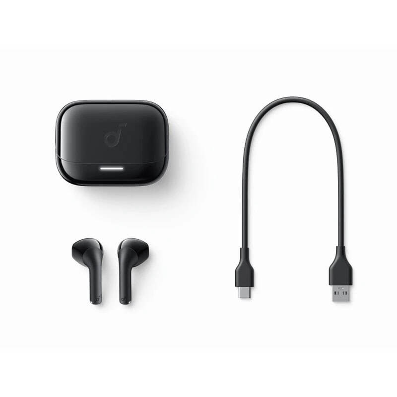  هدفون بلوتوثی انکر مدل Soundcore K20i با نویز کنسلینگ میکروفون (ENC)، درگاه شارژ USB Type-C عکس کلیه متعلقات 