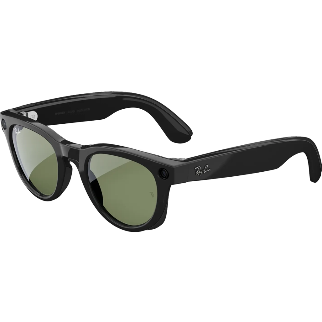  عینک هوشمند ری‌بن متا مدل Wayfarer RW4012 / فریم مشکی براق و لنز سبز گرافیتی عکس بغل عینک 