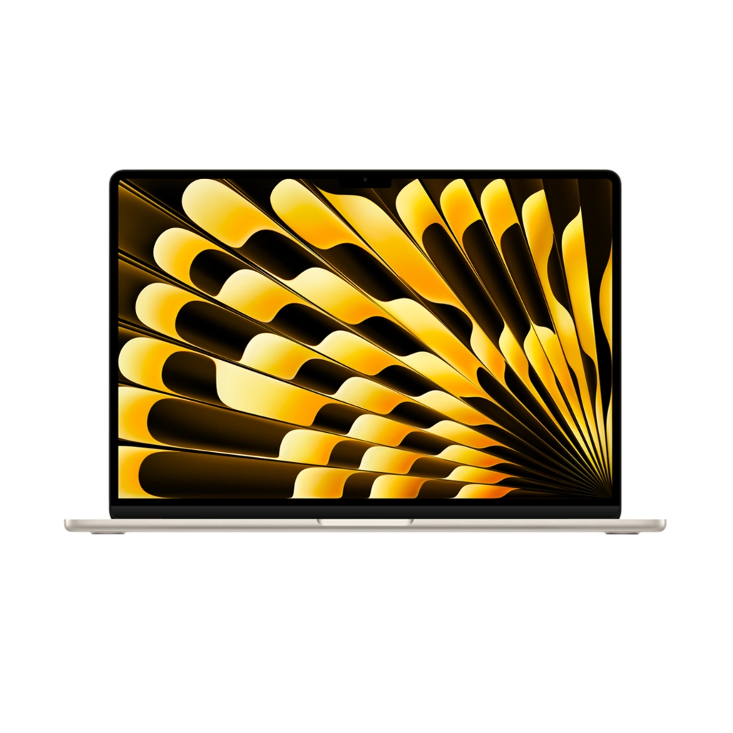 16. مک بوک ایر 13.6 اینچ M5 16GB 1TB مدل 2026 رنگ استارلایت - نمای روبرو با نمایشگر