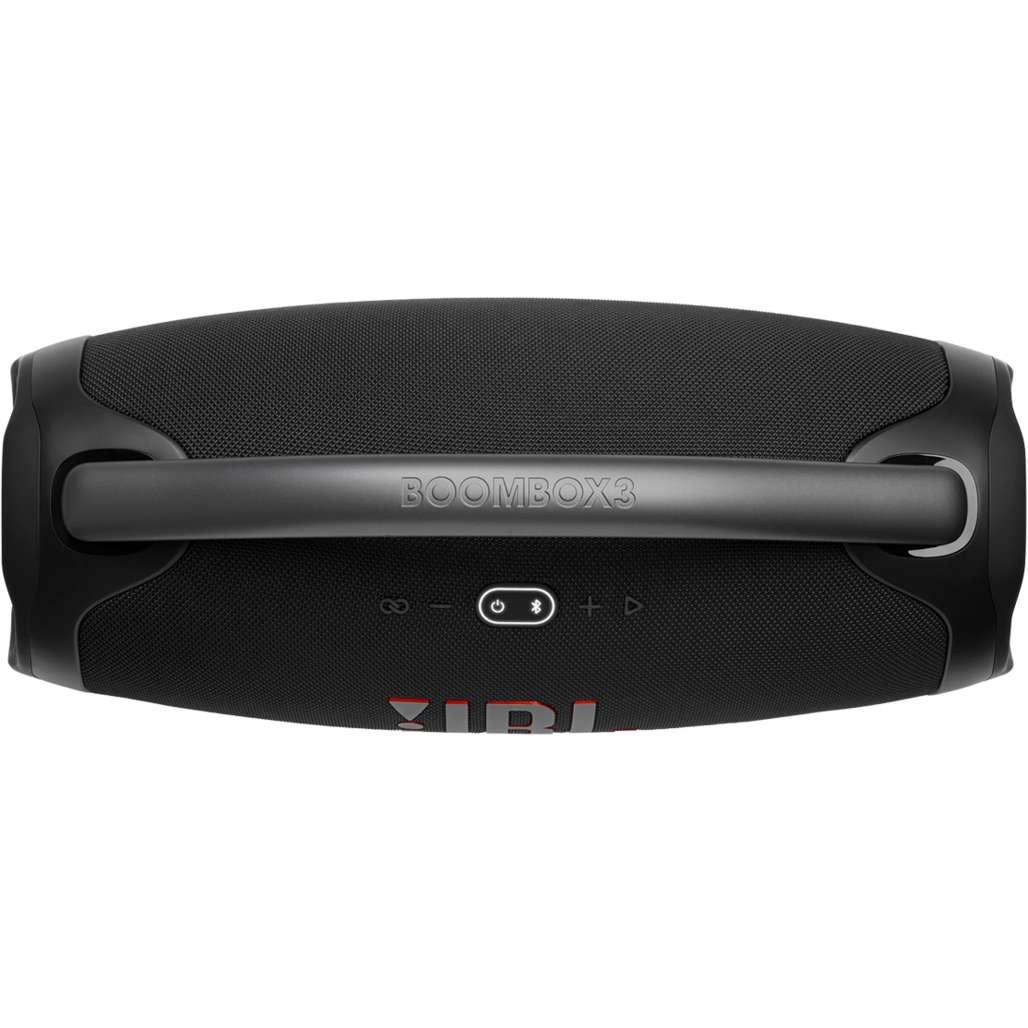 اسپیکر بلوتوثی قابل حمل جی بی ال مدل Boombox 3 نمای از بالا رنگ مشکی