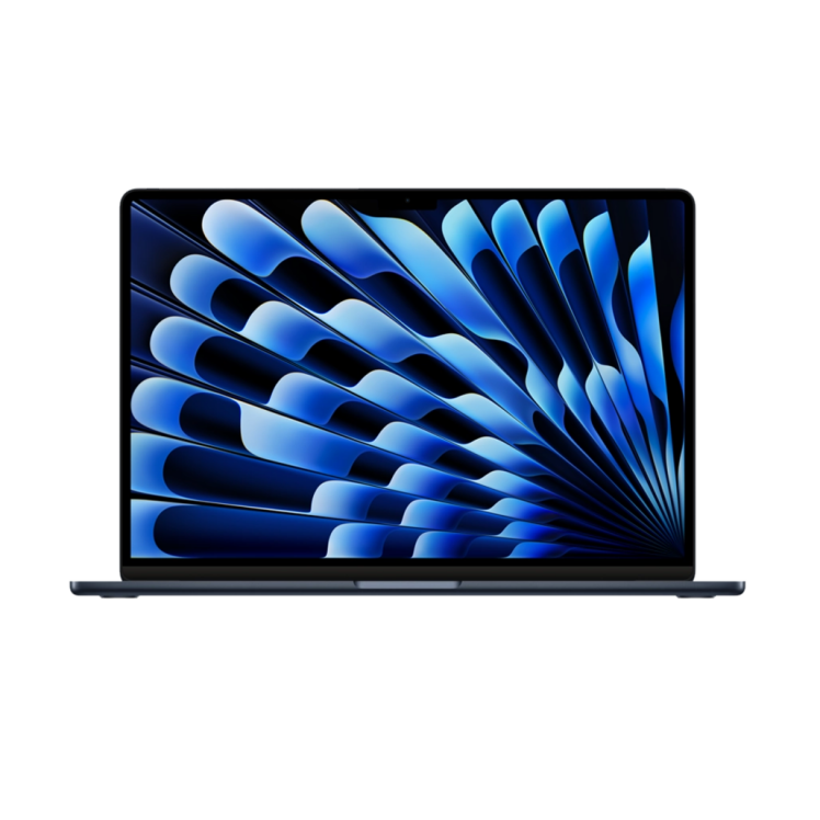 مک بوک ایر 13.6 اینچ M5 16GB 512GB مدل 2026 رنگ میدنایت - نمای روبرو با نمایشگر